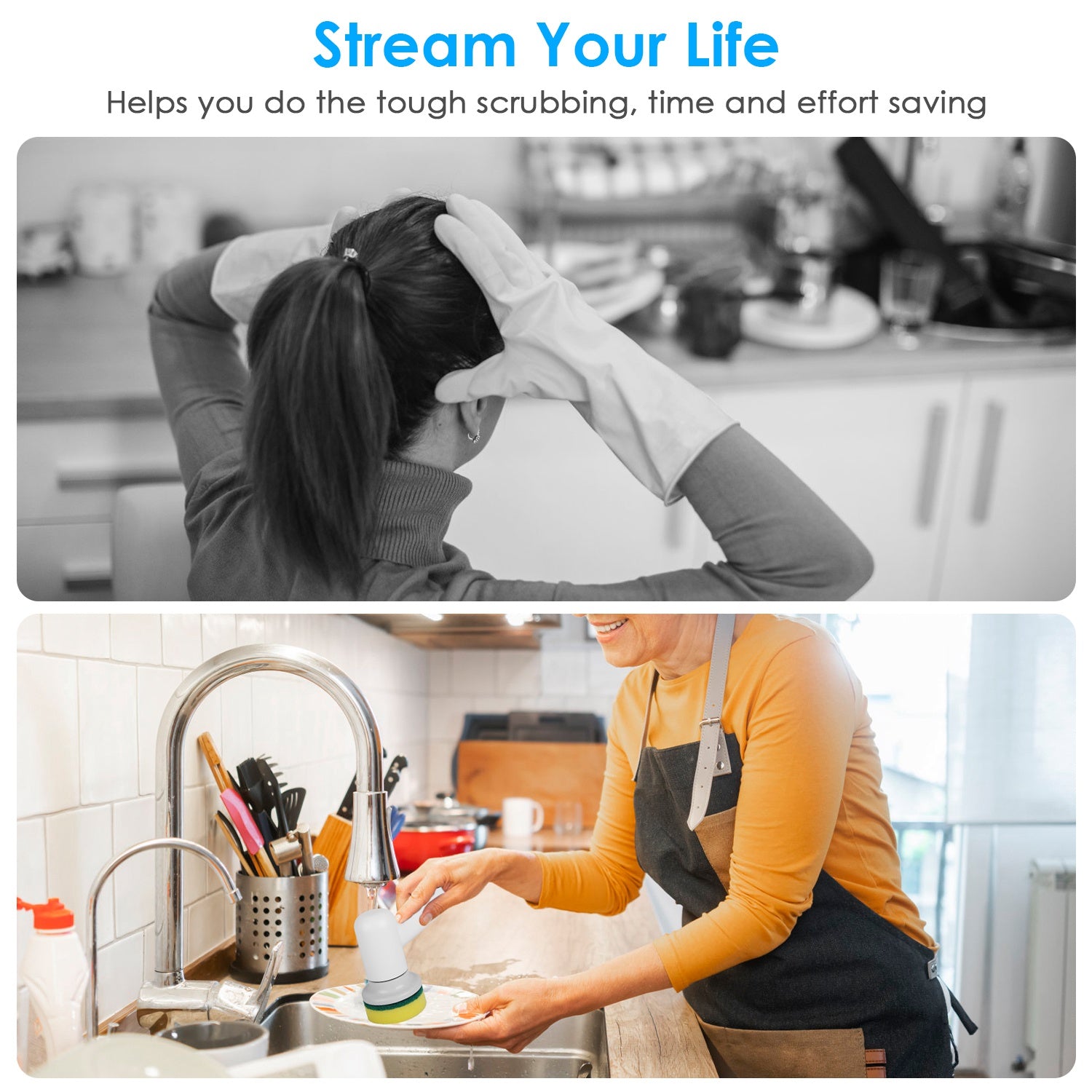 Scrubly™ Electric Dish Scrubber – Ditch the Dirty  Sponge for Good | Cordless, Rechargeable, 4 Brush  Heads | IPX6 Waterproof Kitchen Cleaning Brush