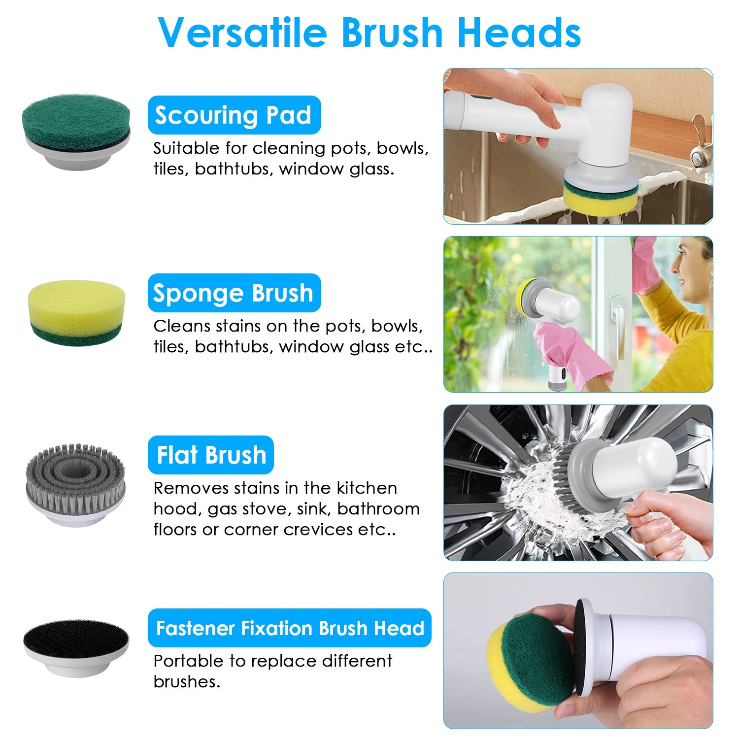 Scrubly™ Electric Dish Scrubber – Ditch the Dirty  Sponge for Good | Cordless, Rechargeable, 4 Brush  Heads | IPX6 Waterproof Kitchen Cleaning Brush